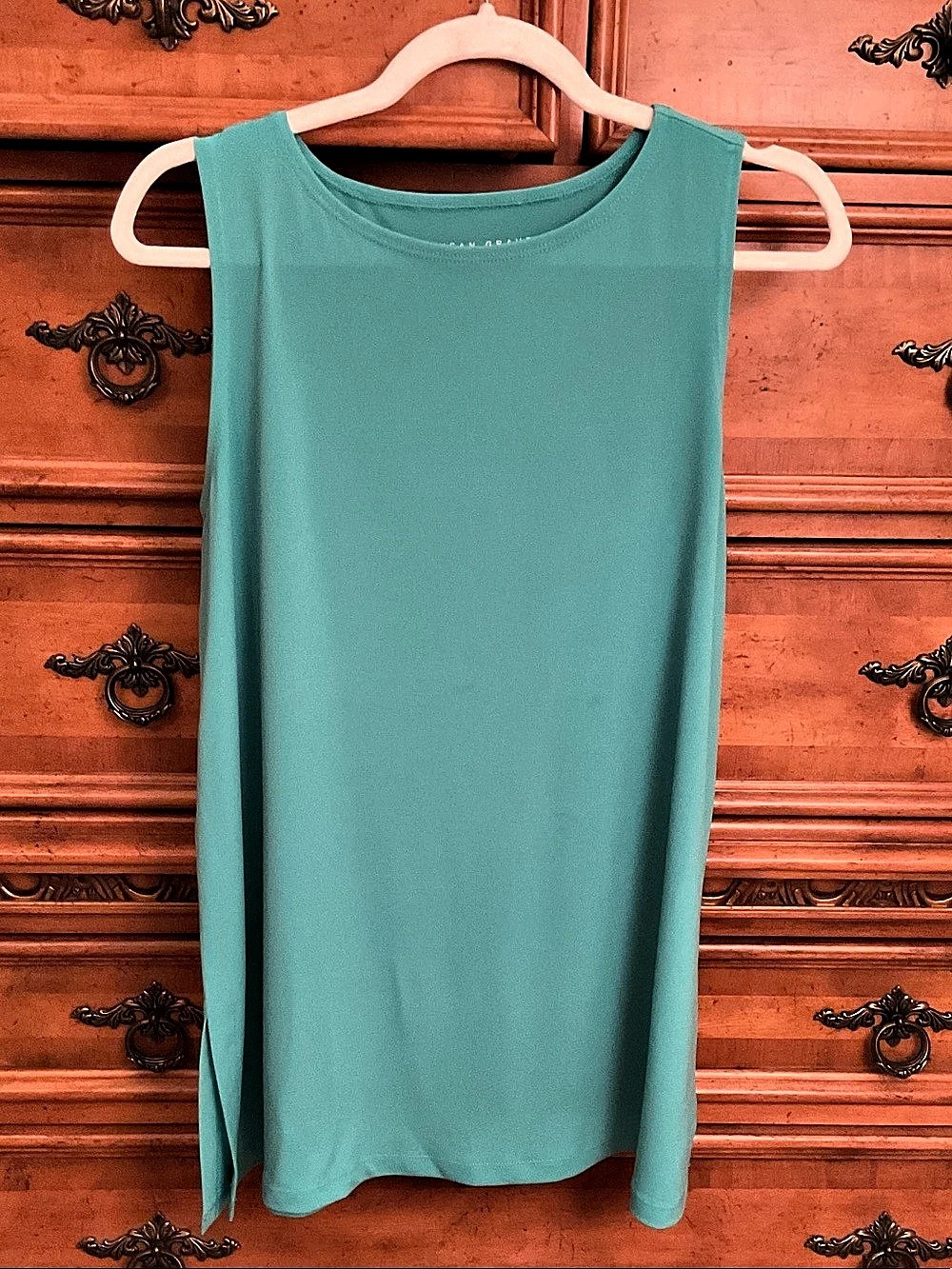 Susan Graver Modern Essentials Liquid Knit Tank Top Green Medium